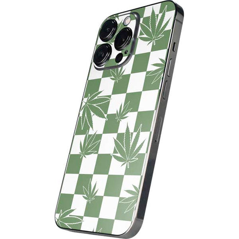 Marijuana Green Checkered iPhone 16 Pro Skin